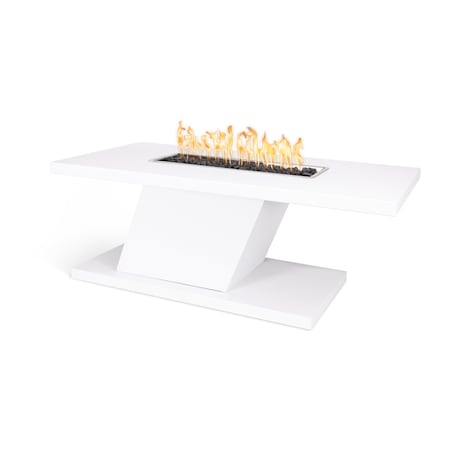 The Outdoor Plus 72 Rectangular Imperial Fire Table, Powder Coated Metal, White, Liquid Propane OPT-IMPC7224E12V-WHT-LP